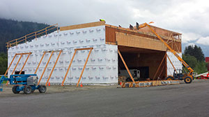 The new hangar, under construction