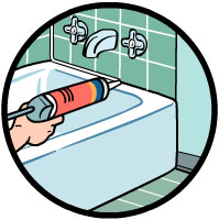 Caulking in bath tub
