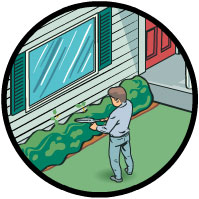 Keep landscaping away from house
