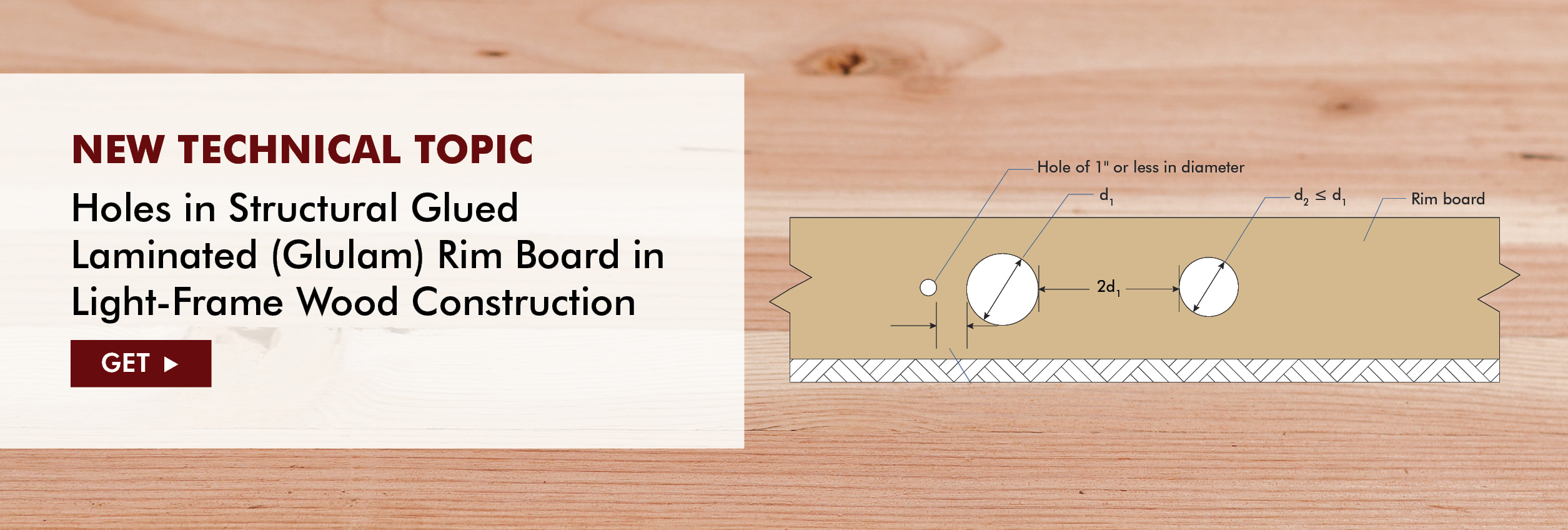 This publication provides recommendations for hole size and segment length for glulam rim board for situations where holes are not specified in the construction documents or shop drawings. It includes several tables, diagrams and application notes. 