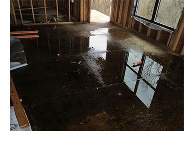 Wet subfloor during construction